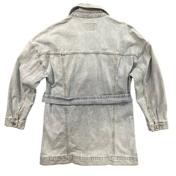 Guess Denim Jacket Womens S Blue Casual‎ Belted Chore Utility Cotton Pockets - Picture 2 of 7